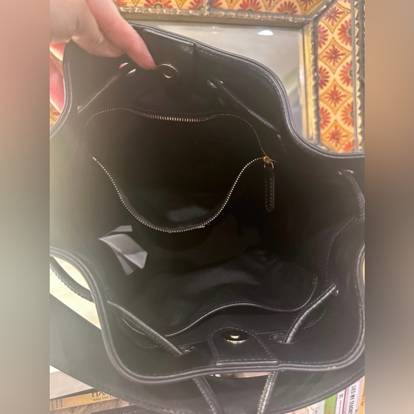 EUC Ralph Lauren Plaid Leather Large Andie Drawstring Bag - Picture 3 of 3